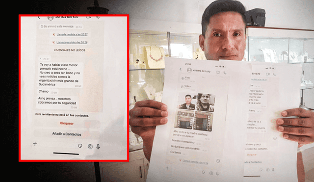 Empresario muestra mensajes extorsivos que le envían los delincuentes. Foto: Luis Alvárez/LR - Video: Luis Alvárez/LR