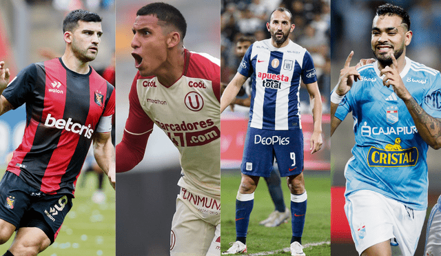 Artilleros. Cuesta, Valera, Barcos y Brenner son los máximos goleadores de Melgar, Universitario, Alianza Lima y Sporting Cristal en la presente Liga 1. Foto: composiciónLR