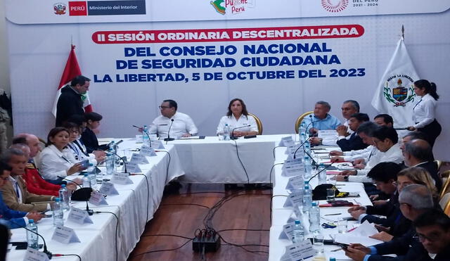 Dina Boluarte participó del Consejo Nacional de Seguridad Ciudadana en Trujillo. Foto: Yolanda Goicochea/La República