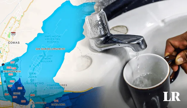 Las zonas que no tendrá agua el distrito de San Juan de Lurigancho. Foto: composición Jazmin Ceras/La República.