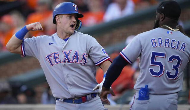 Los Vigilantes de Texas se hicieron fuertes en Baltimore y lograron pegar primero en la ronda divisional contra Orioles. Foto: X/Podium_Deportes