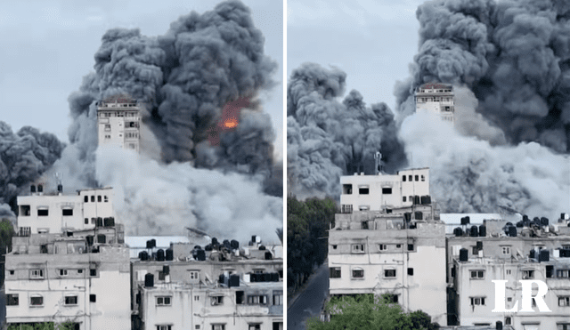 La contraofensiva israelí derribó importante edificio en el barrio de Al Rinal de la ciudad de Gaza. Foto y video: El País