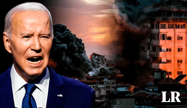 Joe Biden calificó de "espantosas" las imágenes de miles de cohetes lanzados desde la Franja de Gaza contra Israel. Foto: composición de Fabrizio Oviedo/La República/EFE - Video: EFE