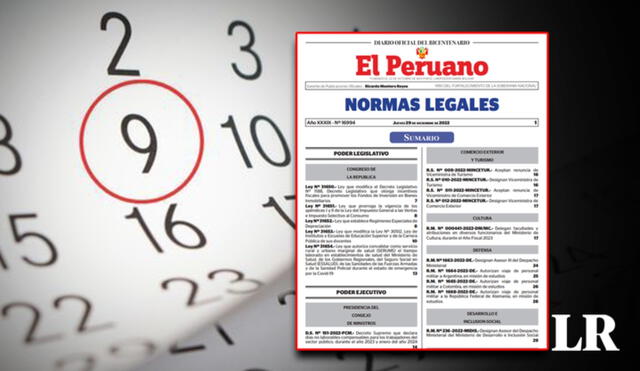 En este mes, hay 1 feriado y 1 día no laborable. Averigua todo lo relacionado al lunes 9 de octubre, según ley. Foto: composición de Fabrizio Oviedo/LR/Freepik/ElPeruano