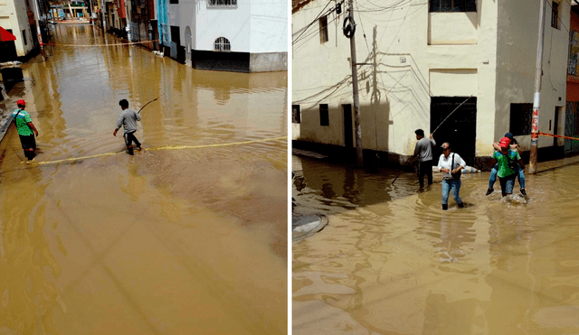 El centro de Chiclayo quedó inundado con aguas de lluvias y aguas de desagüe durante el ciclón Yaku en marzo de 2023. Foto: composición LR/ Clinton Medina