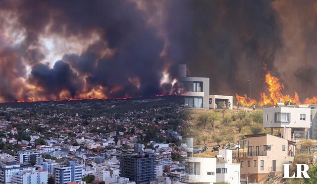 El incendio en Córdoba ha provocado la evacuación de varias familias de sus viviendas. Foto y video composición @WxNB/Twitter