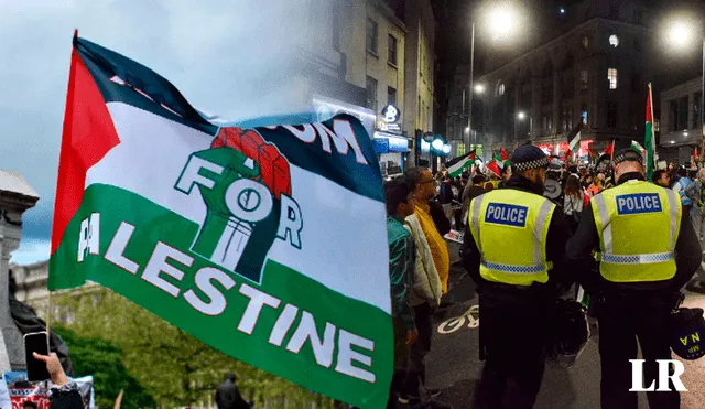 El lunes 9 de octubre se registró una manifestación en la que exhibieron banderas palestinas en Londres. Foto: composición de Alvaro Lozano/LR/EFE. Video: EFE