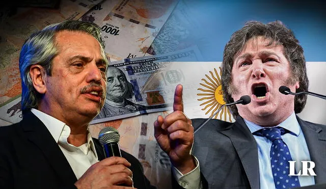 Milei, candidato a la presidencia, es acusado de influir en al alza del dólar en Argentina. Foto: composición LR/AFP