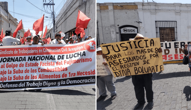 Sindicatos de Arequipa exigieron sus demandas en el centro de la ciudad. Foto: composición LR/Leonela Aquino