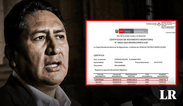 La última vez que Cerrón Rojas salió del país fue entre el 4 y 9 de junio de 2019. Foto: composición de Jazmin Ceras/ La República/ Migraciones