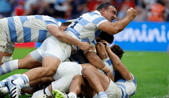 Un tackleo de Moroni y un precioso try de Nico Sánchez aseguró el pase de los Pumas hacia las semifinales del Mundial de Rugby 2023. Foto: EFE