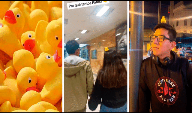 Usuarios en redes grabaron a varias personas usando los adorables patitos de hule en la cabeza. Foto: composición LR/TikTok/@Kayraespinozah