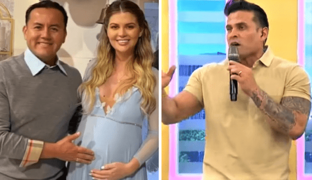 Brunella Horna le reclamó a Christian Domínguez por su regalo del baby shower. Foto: composición LR/Instagram/Brunella Horna/América TV - Video: América TV