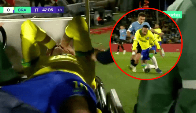 Neymar salió en la agonía del primer tiempo del Brasil vs. Uruguay. Foto: composición LR/Movistar