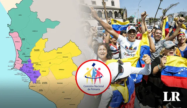 Lima tendrá más de 1 local de votación para migrantes venezolanos. Foto: composición LR/Jazmin Ceras/Andina/Comisión Nacional de Primarias/Mapa de Lima/Andina