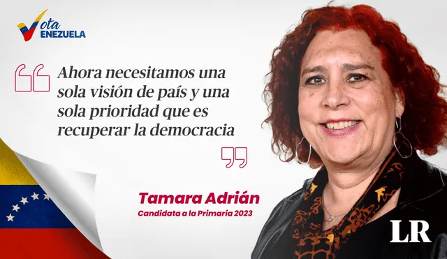 El 22 de octubre se llevará a cabo la Elección Primaria en Venezuela y Tamara Adrián será una de las candidatas en dicho sufragio. Foto: composición LR/Fabrizio Oviedo/AFP