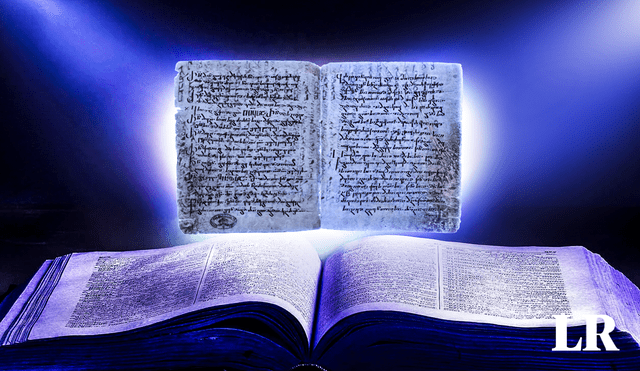 Un versículo del Evangelio de Mateo fue revelado con fotografías de luz ultravioleta. Foto: composición de Fabrizio Oviedo / LR