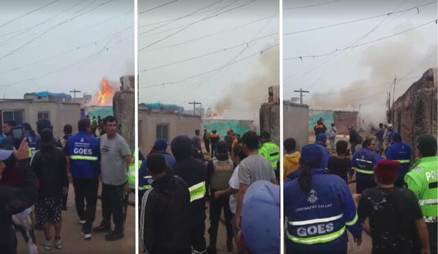 PNP y Serenazgo circundaron la zona para que los bomberos puedan atender la emergencia lo más pronto posible. Foto: composición LR