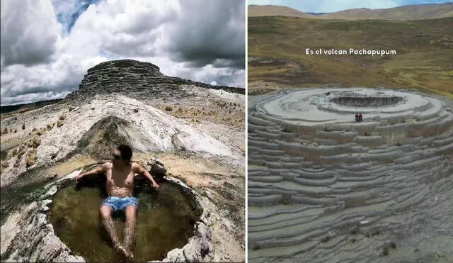 El volcán de Pachapupum queda en Ayacucho y cuenta con aguas termales. Foto: composición LR/Instagram Meylin Silvana/Instagram Ayacucho Zamy Tours