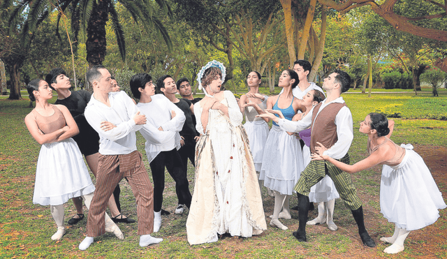 Personajes. Parte del elenco de La fille mal gardée (La niña traviesa) en escena cómica. Foto: difusión