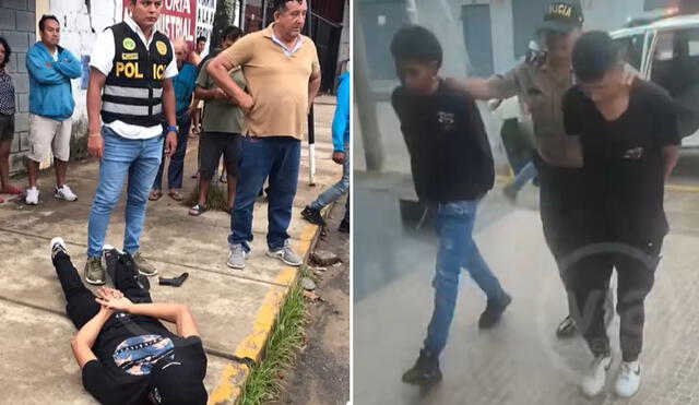 Delincuentes fueron llevados a la comisaría de Tarapoto. Foto y video: Vía Televisión