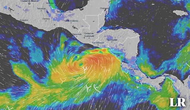 La Tormenta tropical Pilar viene afectando El Salvador y Guatemala. Sigue su recorrido minuto a minuto. Foto: captura de Ventusky