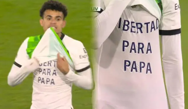 Luis Díaz pidió la liberación de su padre luego de anotar con el Liverpool en la Premier League. Foto: captura composición ESPN