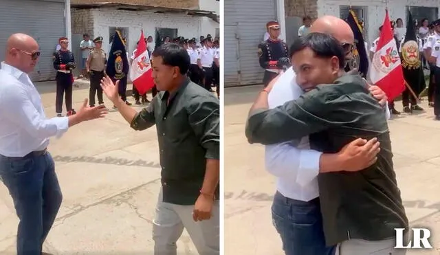 Imágenes registran un abrazo entre Joaquín Ramírez y el alcalde Nixon Hoyos. Foto: fuentes de La República