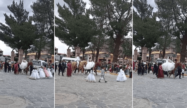 Novios se lucieron por las calles de Chivay. Foto: composición LR/@yuly772677 - Video: @yuly772677