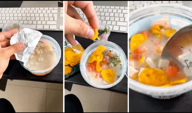 Usuarios quedaron sorprendidos por la preparación del ceviche. Foto: composición LR/TikTok/@mariscos_flipper