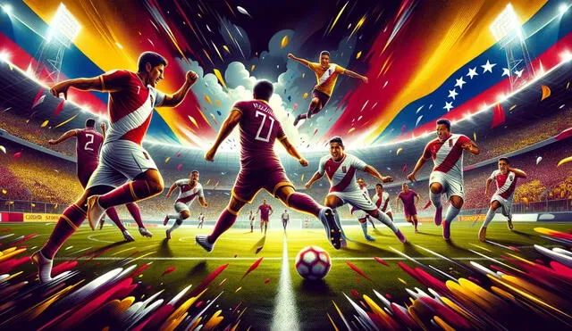 No te pierdas el vibrante partido de Perú vs. Venezuela rumbo a las Eliminatorias 2026. Foto: DALL·E