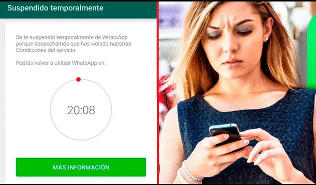 La suspensión temporal de WhatsApp dura unas 24 horas. Foto: Xataka/Daily Express