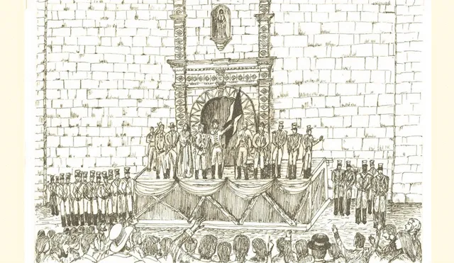 Juramentación. Ilustración de la proclamación de la independencia en Moquegua. Foto: difusión