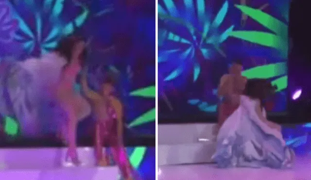 Kyara Villanella recibió apoyo del público tras caer del escenario. Foto: composición LR/capturas de YouTube/Miss Teen Universe