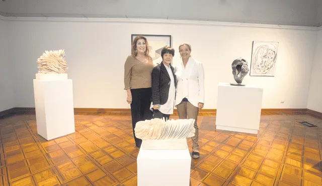 Artistas. Isabel Rejtman, Michiko Aoki y Silvia Westphalen en la exposición de MADGalería. Foto: difusión