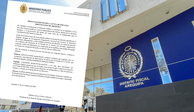 Postura. Fiscales provinciales de Arequipa emitieron comunicado ante denuncias a fiscal de la Nación. Foto: La República