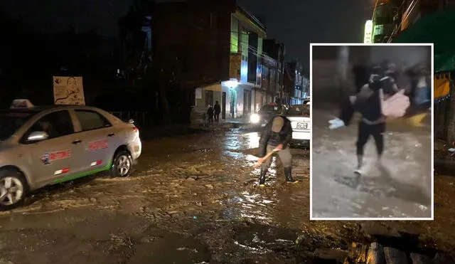 Muchacho decidió proteger a su enamorada en medio de las intensas lluvias en Huancayo. Foto: composición LR/Huanca York Times/captura TikTok