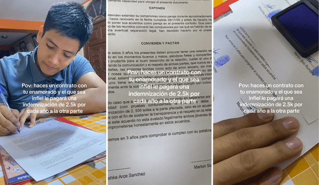 Pareja acuerda firmar contrato 'anticuernos' y se vuelven viral en TikTok. Foto: composición LR/TikTok