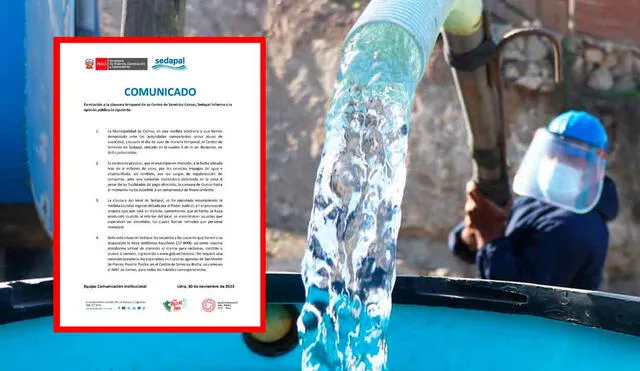 Sedapal indica que la Municipalidad de Comas "adeuda más de 6 millones de soles por los servicios impagos de agua y alcantarillado". Foto: composición LR/Sedapal/Andina