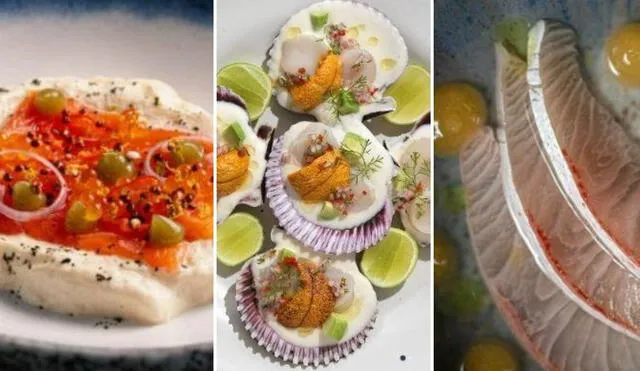 De izquierda a derecha, platillos de los restaurantes peruanos Cosme, la Mar y Maido. Foto: composición LR/The World's 50 Best