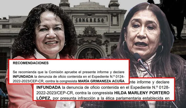 María Acuña e Hilda Portero, sus casos serán votados en Ética. (Foto composición: La República).