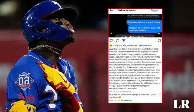 El padre de Ronald Acuña Jr., se ve envuelto en problemas, una vez más, por presuntas amenazas hacia un jugador la LVBP. Foto: composición de Gerson Cardoso/La República