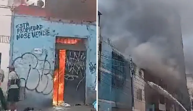 Incendio se registra en Cercado de Lima, a dos cuadras de Mesa Redonda. Foto: composición La República/MML