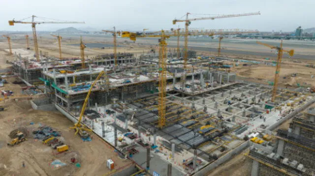 Aeropuerto Jorge Chávez. Nuevo terminal debería estar listo en diciembre del 2024. Queda un año para su entrega. Foto: LAP