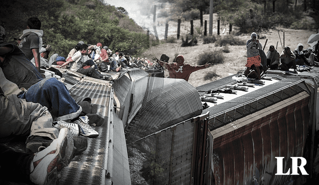 Miles de migrantes cruzan hacia Estados Unidos a través del Tren de la Muerte o La Bestia. Foto: composición LR/The Clinic/Clarín