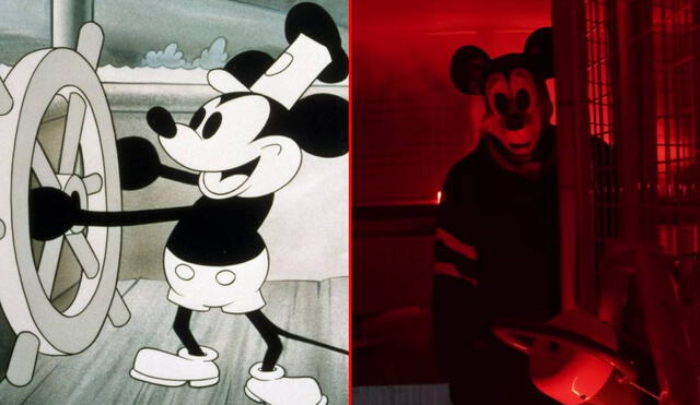 Mickey Mouse dejará atrás la imagen de ‘Steamboat Willie’ y será un sangriento asesino en 'Mickey's Mouse Trap'. Foto: composición LR/Disney/YouTube Simon Phillips