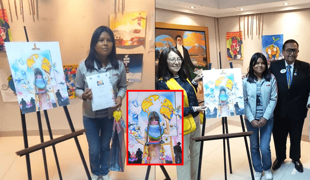 En el dibujo se puede observar a una joven del altiplano peruano pintando un hermoso cuadro. Foto: composición LR/difusión