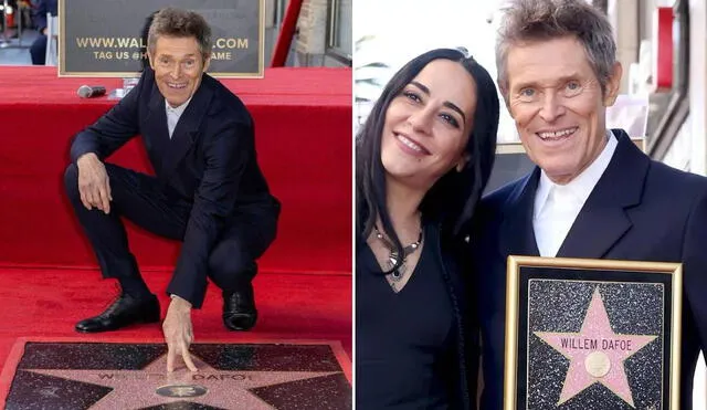 Willem Dafoe estuvo acompañado por su esposa, la actriz y directora italiana Giada Colagrande. Foto: composición LR/Instagram/Hollywood Walk of Fame/AFP