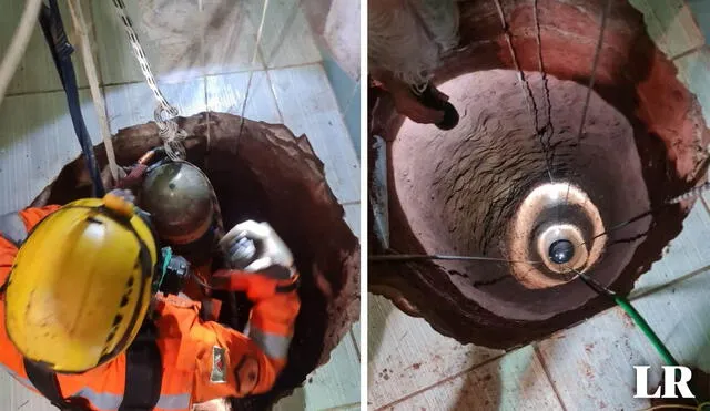 Los bomberos de Minas Gerais, en Brasil, tuvieron que adentrarse hasta el hoyo para retirar el cuerpo del hombre. Foto: composición LR/Corpo de Bombeiros Militar de Minas Gerais