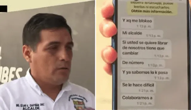 Autoridad mostró un mensaje en su celular como prueba de la extorsión. Foto: composición LR/Latina